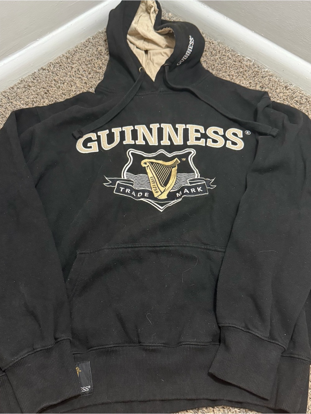 Guinness Black Pullover with Gold Harp Graphic